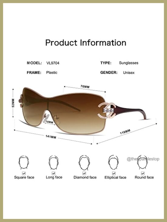 Oversized Y2K Wrap Around Sunglasses Party Driving UV400